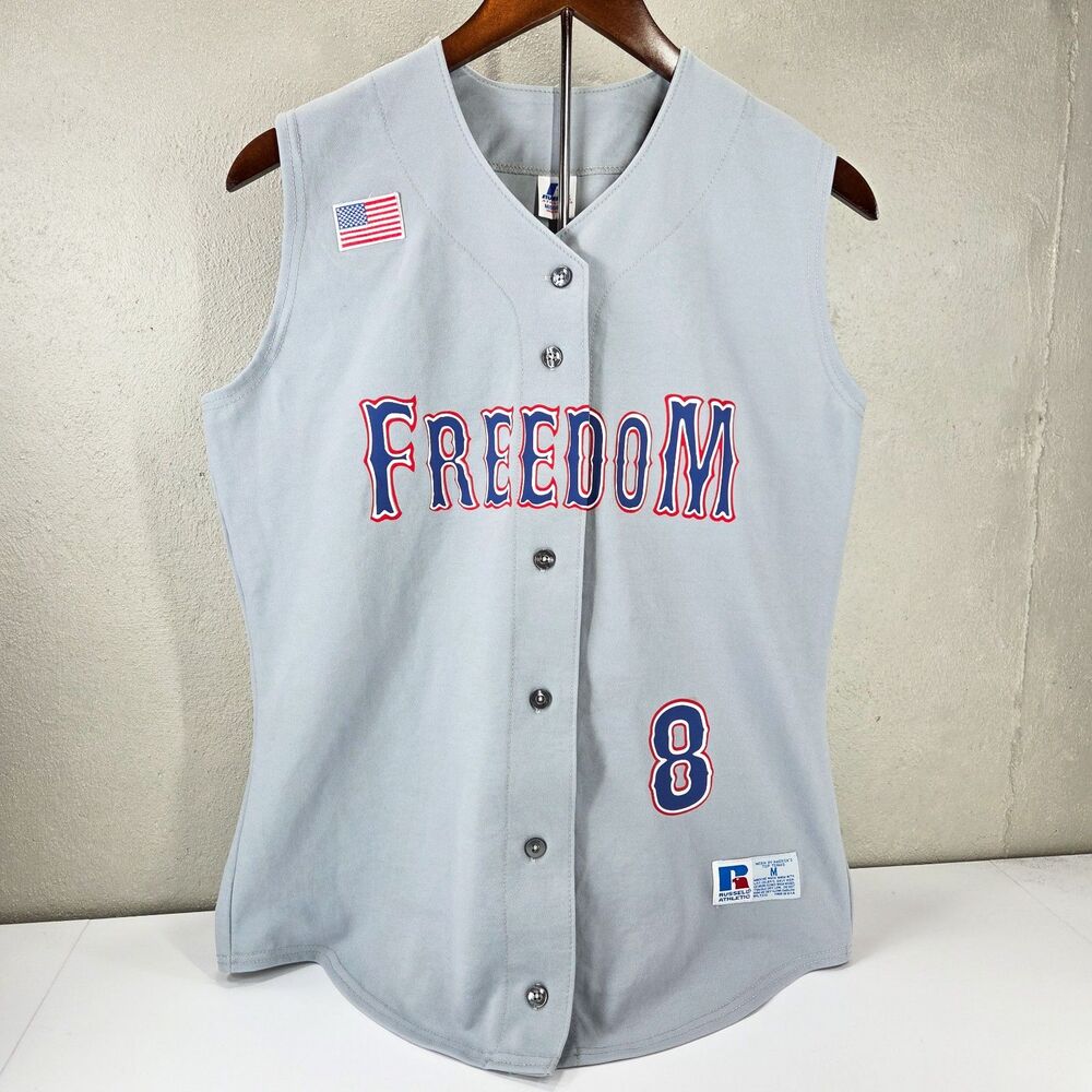 Vintage 90s Russell Athletic Freedom Herring 8 Baseball Jersey Women's Sz M
